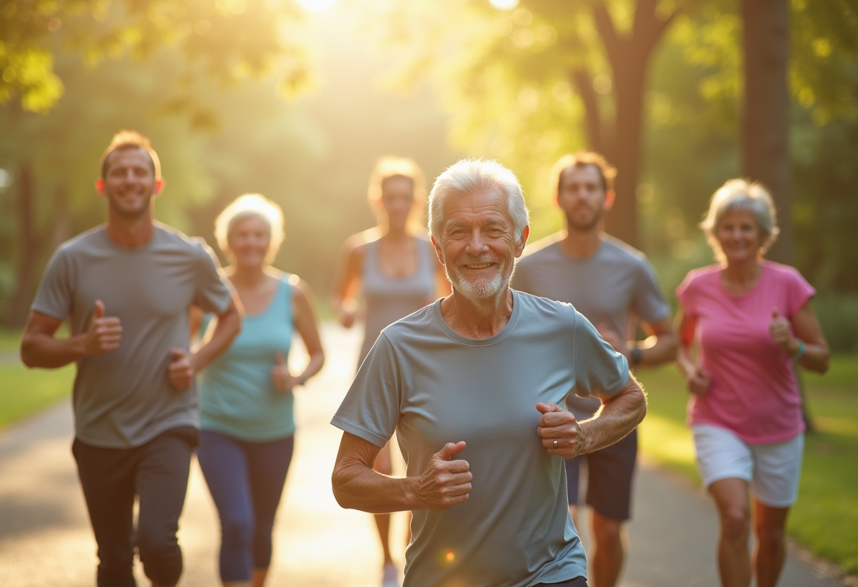 Активні старші люди займаються фітнесом